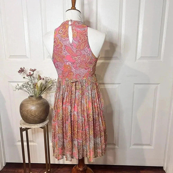 H&M Womens Pink Paisley Baby Doll Mini Dress Sz Small Retro Twee Y2K Fairy Boho - Picture 2 of 9